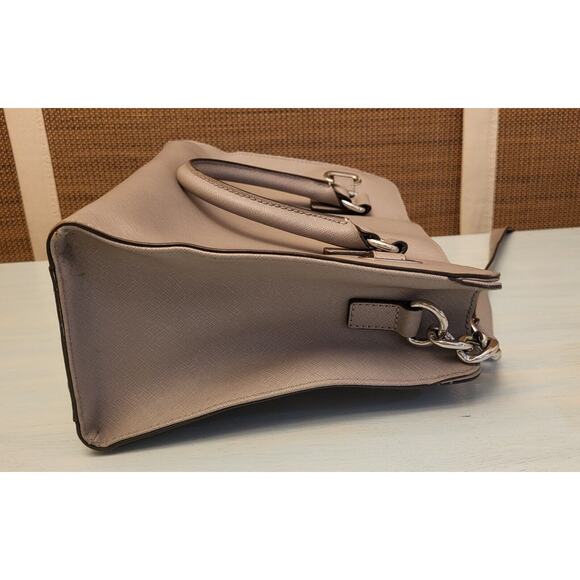 Michael Kors Hamilton Gray Leather Satchel Handbag Purse Silver Hardware - Picture 6 of 16